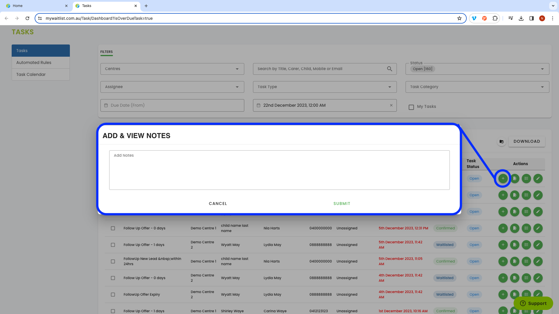 Tasks – Help Centre
